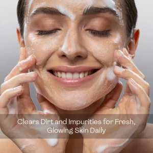 Smiling woman washing face with rich lather — demonstrating a deep clean face wash and gentle foaming face wash that clears dirt and impurities daily