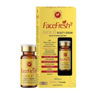 Face Fresh Gold Plus 10ml skincare collagen face serum and moisturizer box with active ingredients alpha arbutin and hyaluronic acid