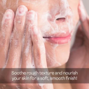 Woman gently washing face with mild soap lather to lighten and brighten skin for a soft smooth finish