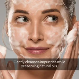 Woman demonstrating how to use foaming face wash with rich cleansing lather — showing how to wash face properly while preserving natural skin oils