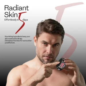Male model holding Face Fresh mens face cream for dry skin showing all-day moisturization and anti-aging benefits