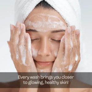 Woman washing face with rich foaming lather of Face Fresh whitening face wash for healthy glowing skin