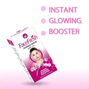 Face Fresh Fairness Serum box with vitamin E and alpha arbutin for instant skin brightening and glowing boost